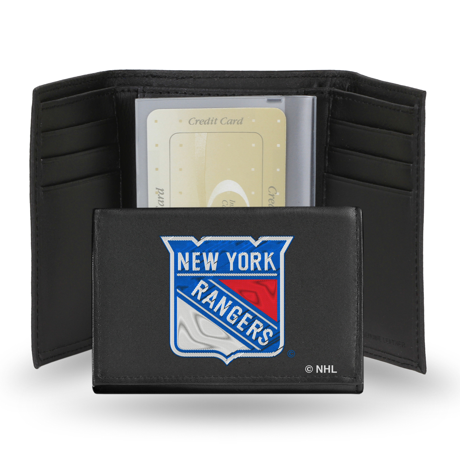 Rico New York Rangers Men's Black Leather Tri-fold Wallet