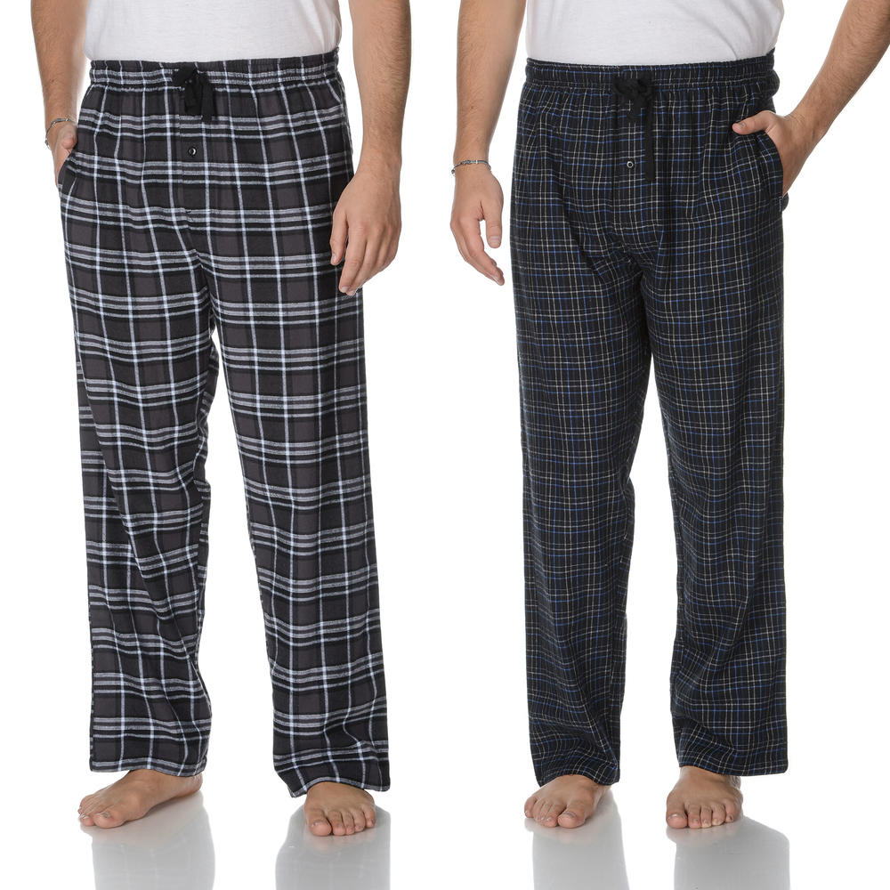 Men's Big & Tall 2PK Black/Grey Plaid Flannel Pants - Online Exclusive