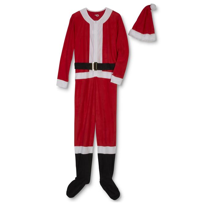 Joe Boxer Men s Christmas One Piece Pajamas Hat Santa Claus