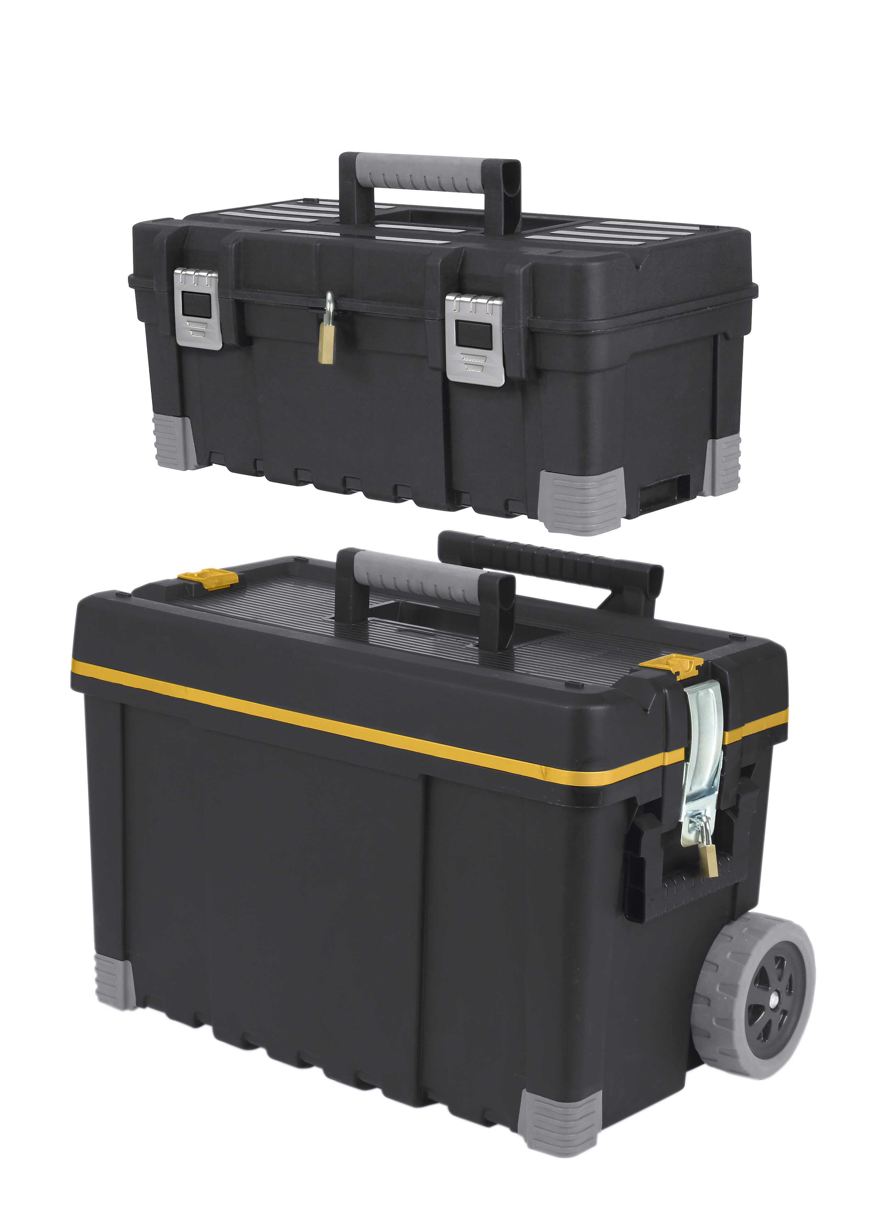 UPC 731161043246 product image for Multiple Plastic Portable 22 in. Tool Box & 25 in. Utility Cart, Black | upcitemdb.com