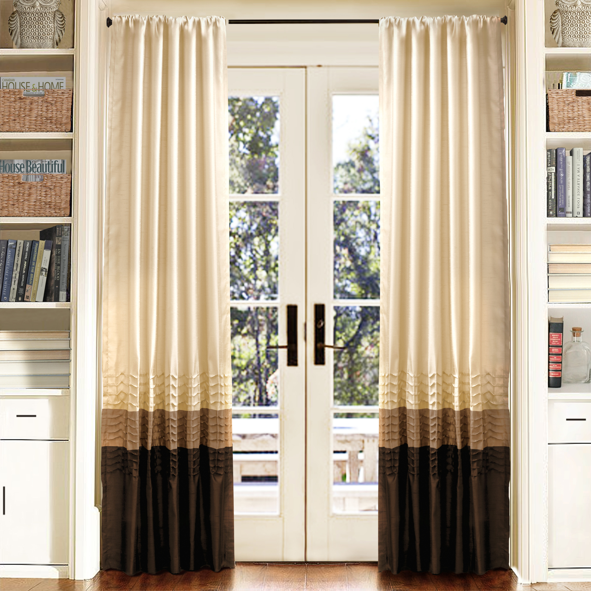 Lush Decor Mia Taupe Chocolate Window Curtains Pair 54