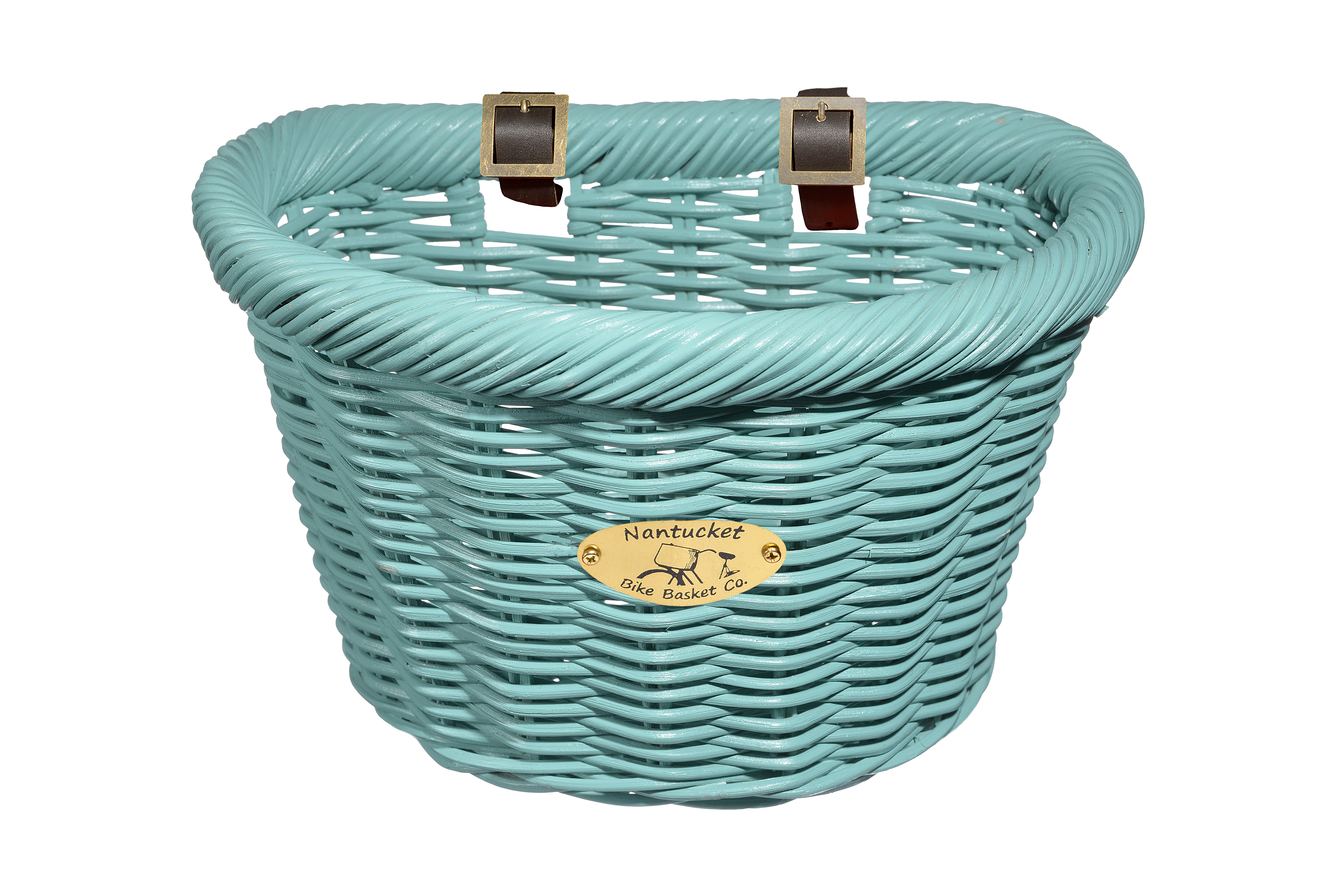 Nantucket Bicycle Basket Co. Cruiser Adult D-Shape Basket, Turquoise