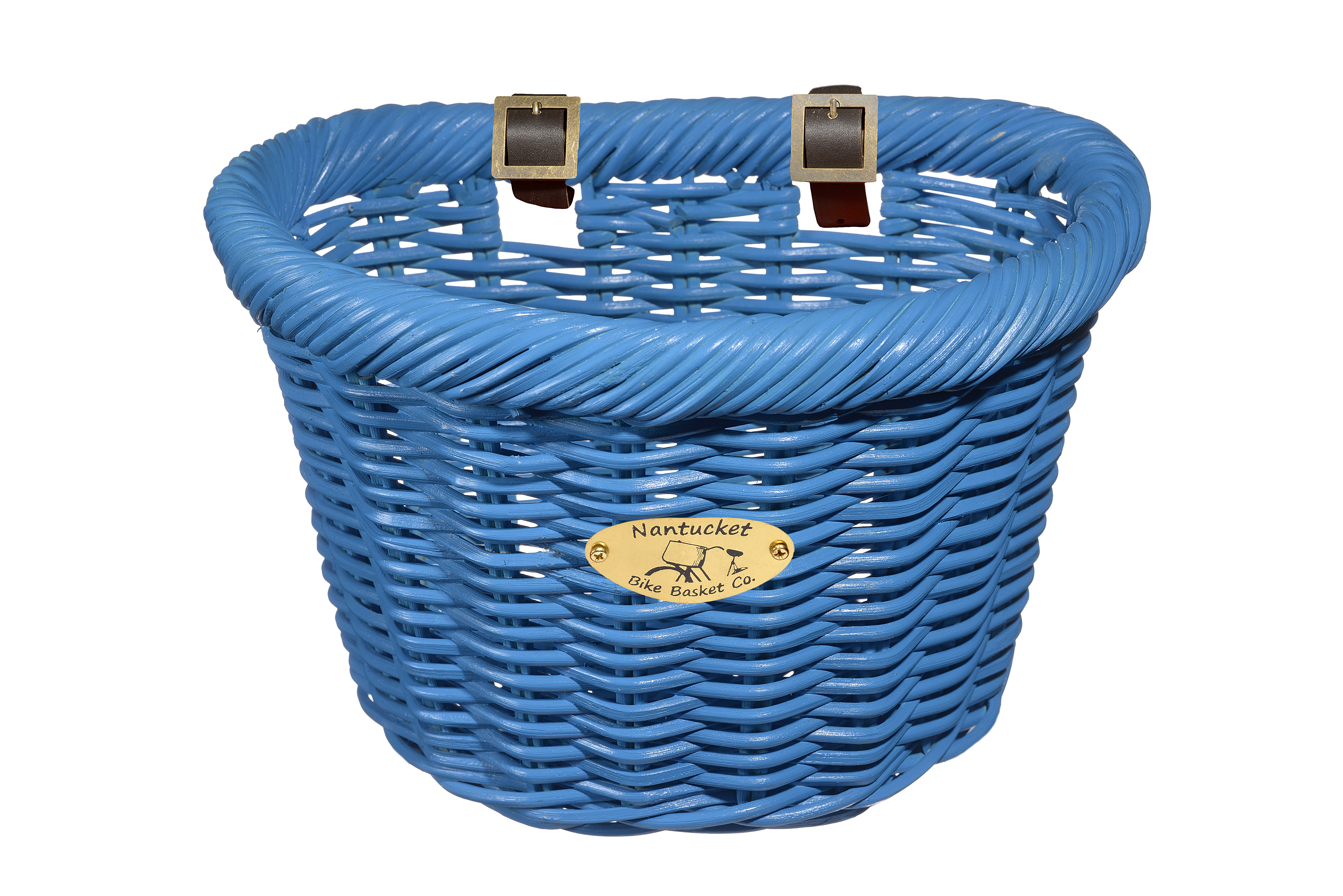 Nantucket Bicycle Basket Co. Cruiser Adult D-Shape Basket, Bright Blue
