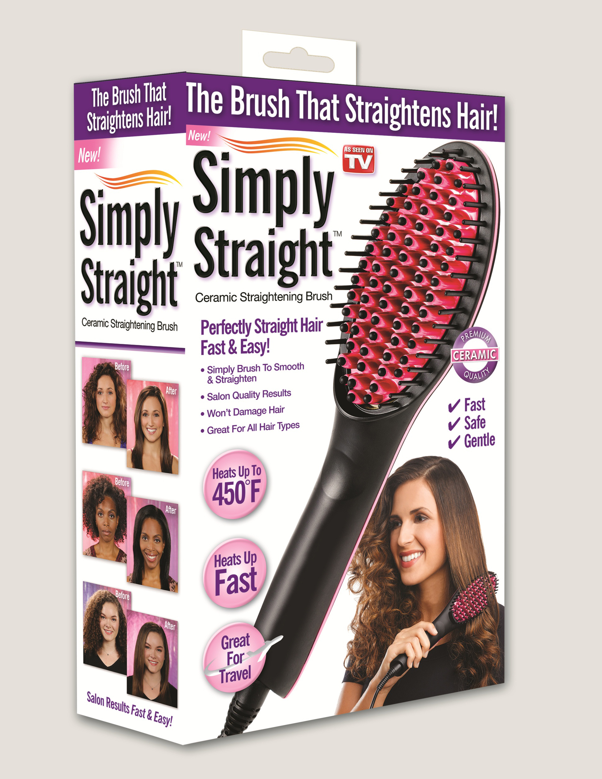 As Seen On TV Simply Straight Ceramic Straightening Brush