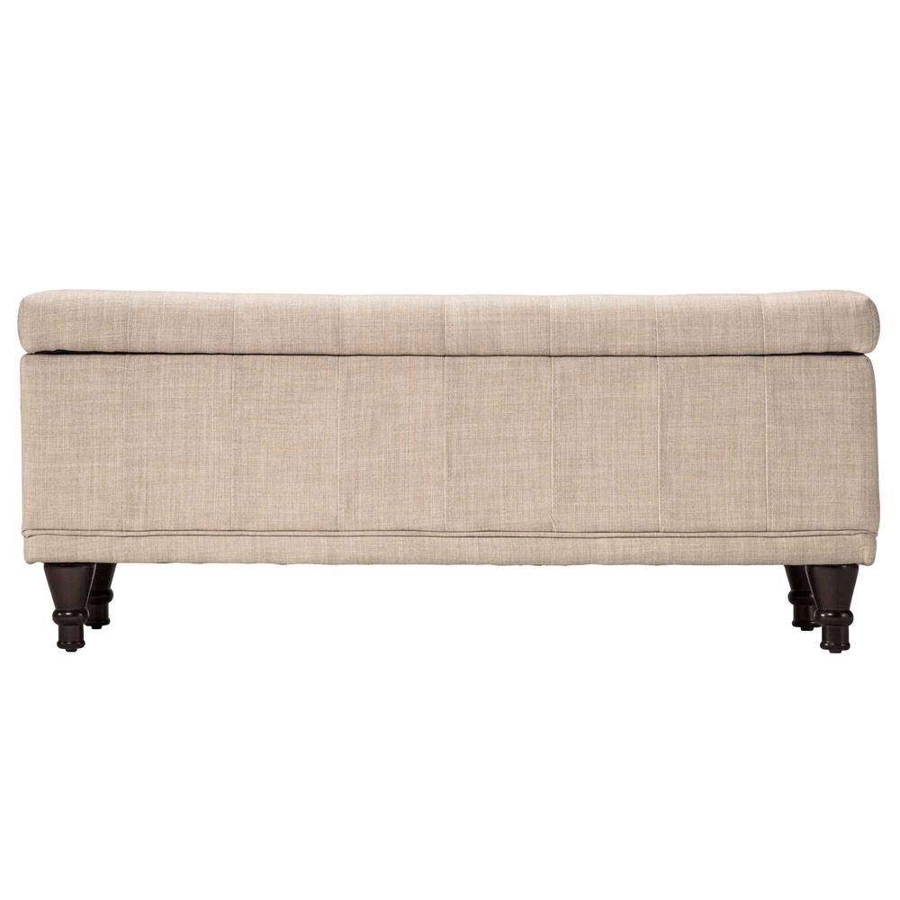 Haslett Lift Top Tufted Linen Storage Bench in Beige