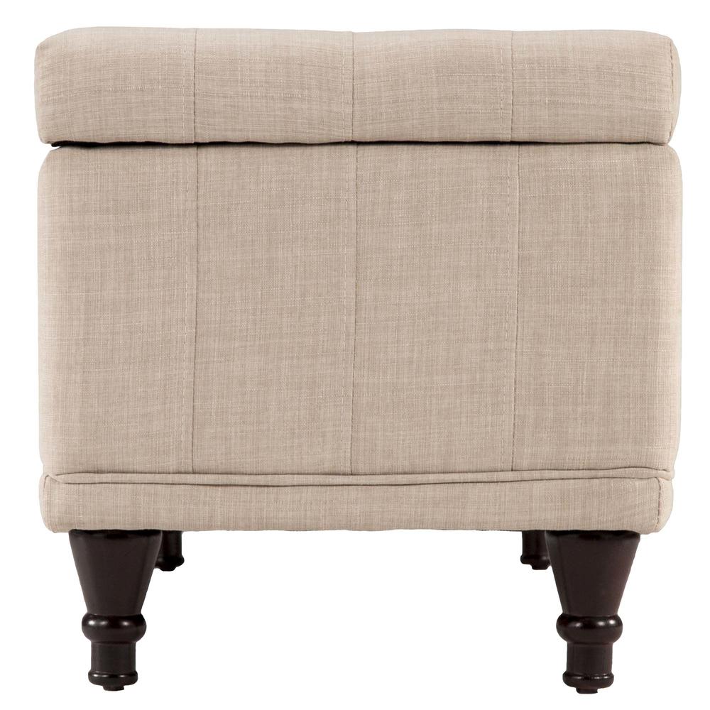 Haslett Lift Top Tufted Linen Storage Bench in Beige