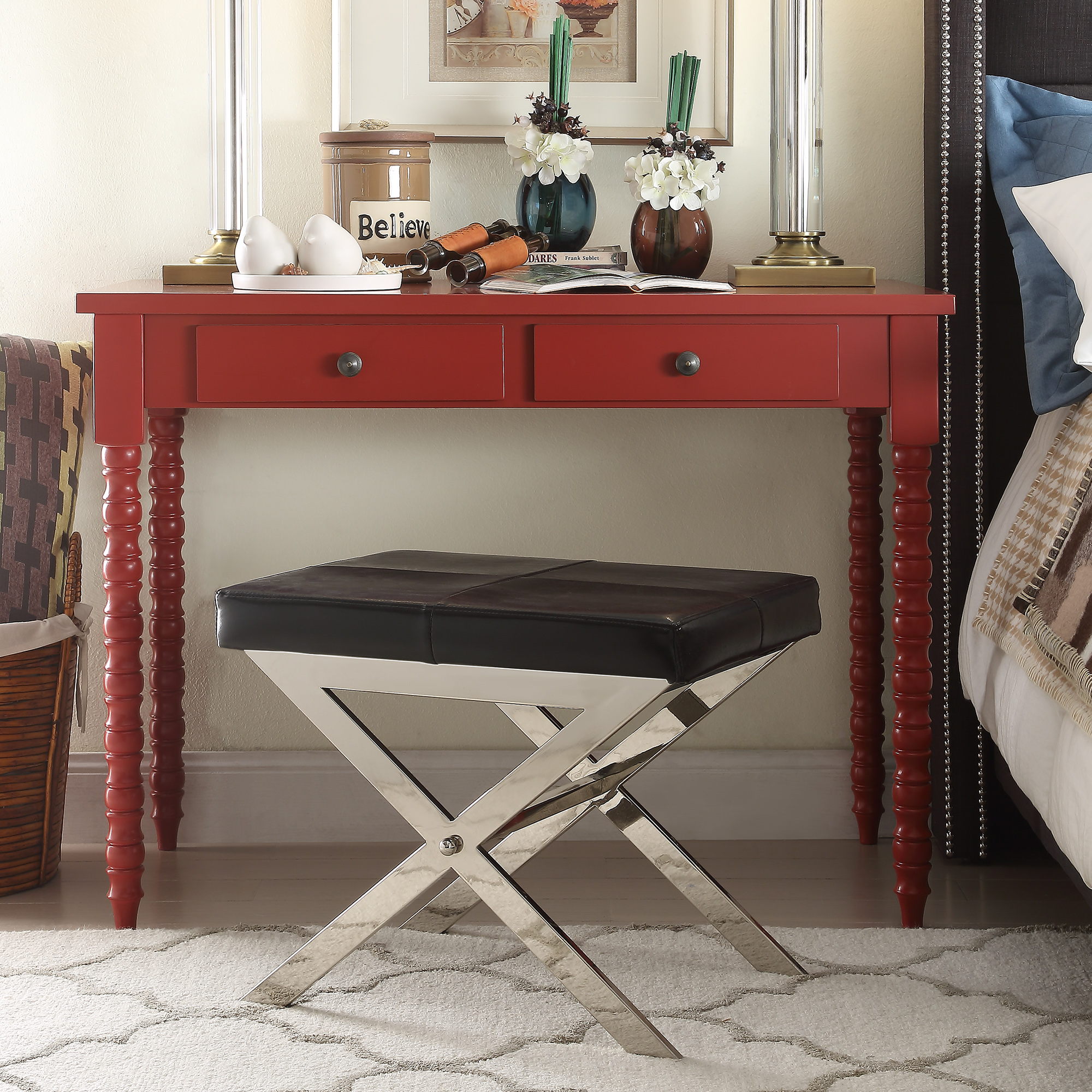 Valorie Writing Desk in Red