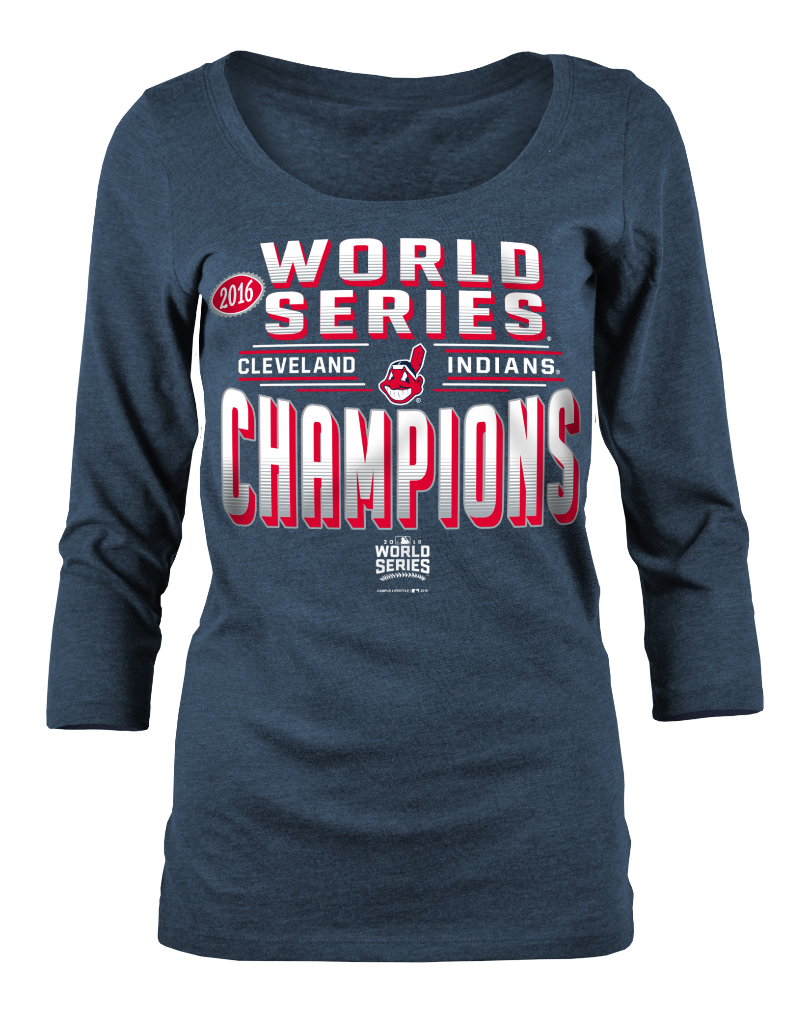 MLB Women&#8217;s Cleveland Indians 2016 World Series Champions Three-Quarter Sleeve Top