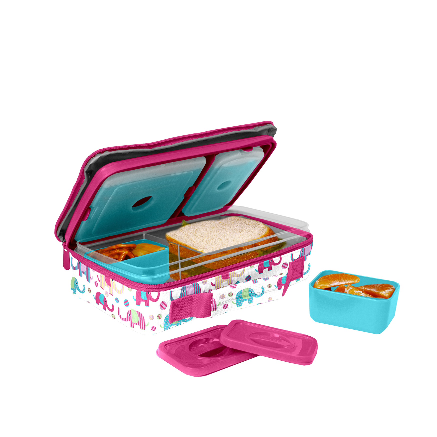 Fit & Fresh Bento Lunch Box Kit with Insulated Bag and Reusable Ice