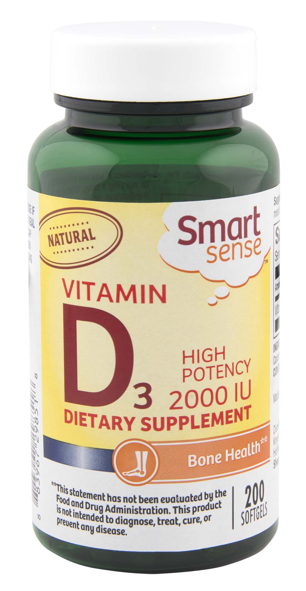 Smart Sense Vitamin D3 High Potency 2000IU Dietary Supplement 200