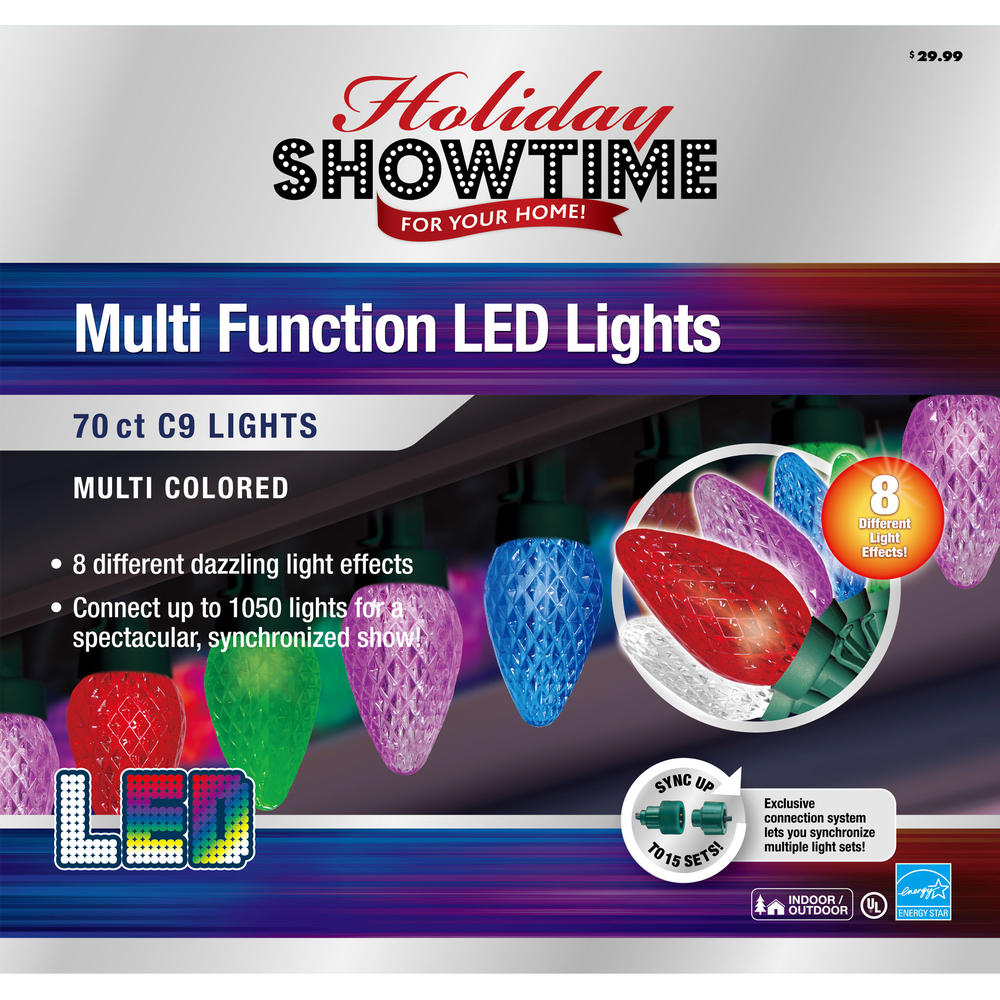 70ct LED C9 Christmas Lights  8 Lighting Functions
