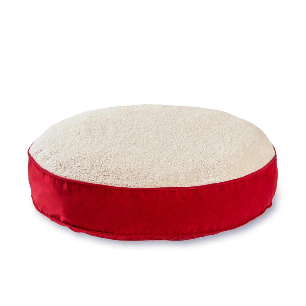 Happy Hounds Scout Deluxe Round Dog Bed - Medium (36") - Crimson/Sherpa