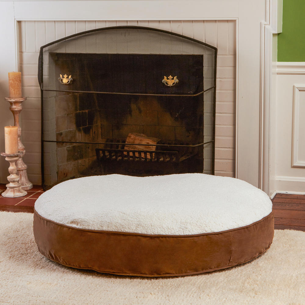 Scout Deluxe Round Dog Bed- Large (42&#8221;)&#160; Latte/Sherpa&#160;&#160;&#160;&#160;&#160;