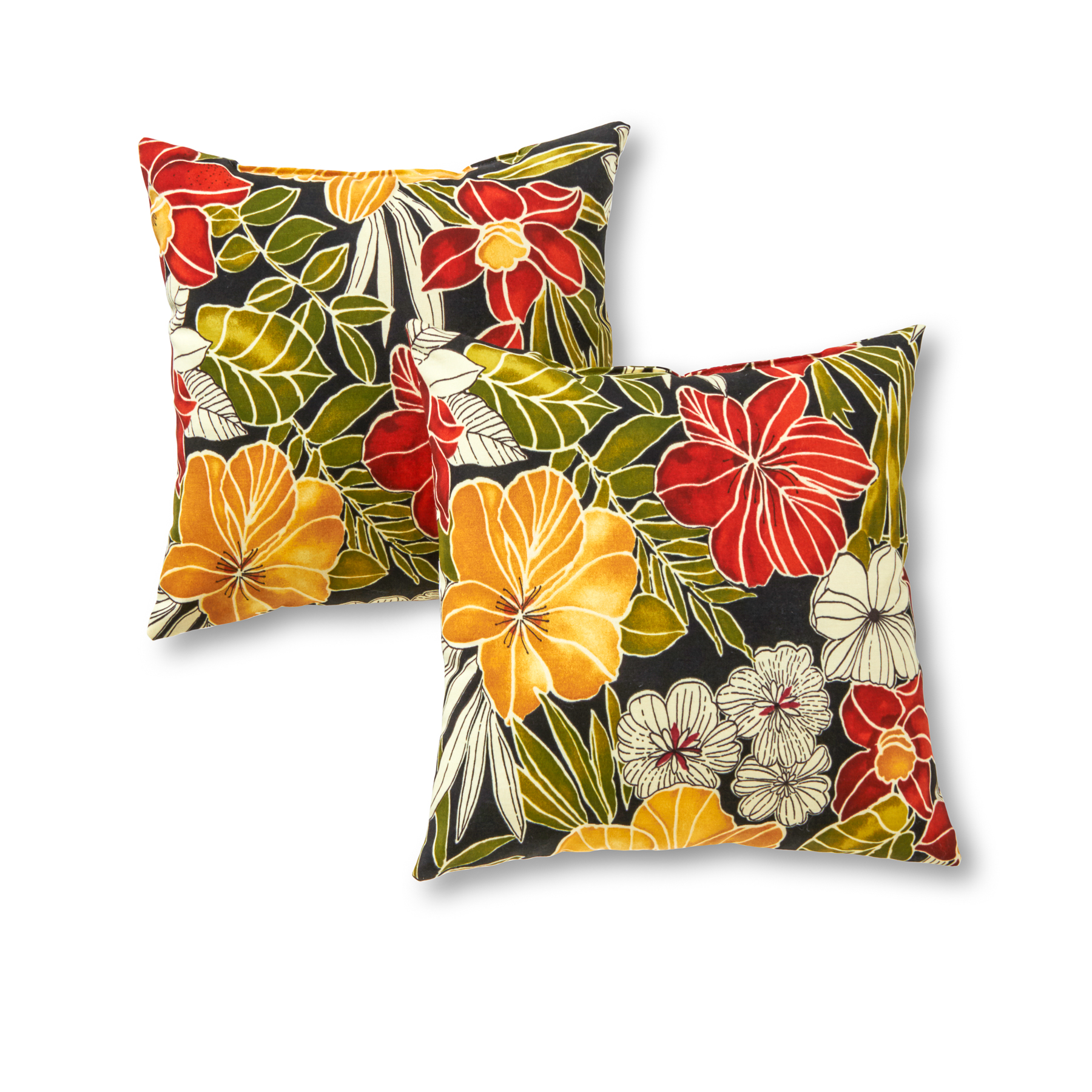 Greendale Home Fashions Outdoor Patio Throw Pillows, Set of Two, Aloha Black - Outdoor Living ...