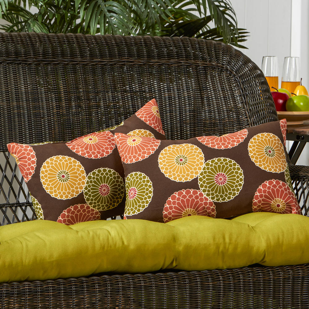 Rectangle Outdoor Accent Pillows, 2/pk, Flowers on Chocolate