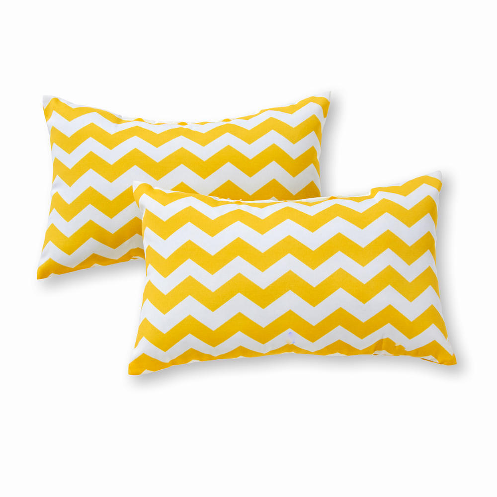 Rectangle Outdoor Accent Pillows, Set of Two, Yellow Zig Zag
