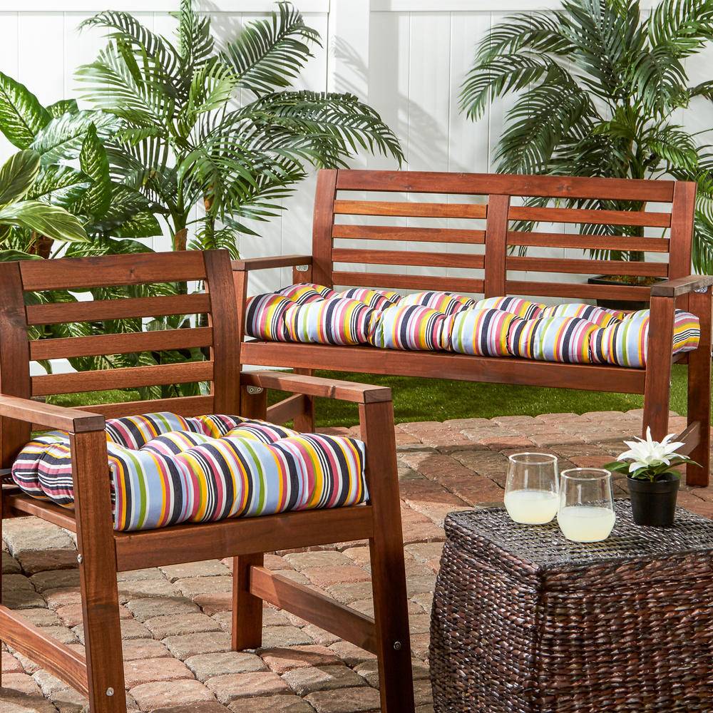 20" Outdoor Chair Cushion, Sunbrella&reg; Fabric, Malibu Stripe