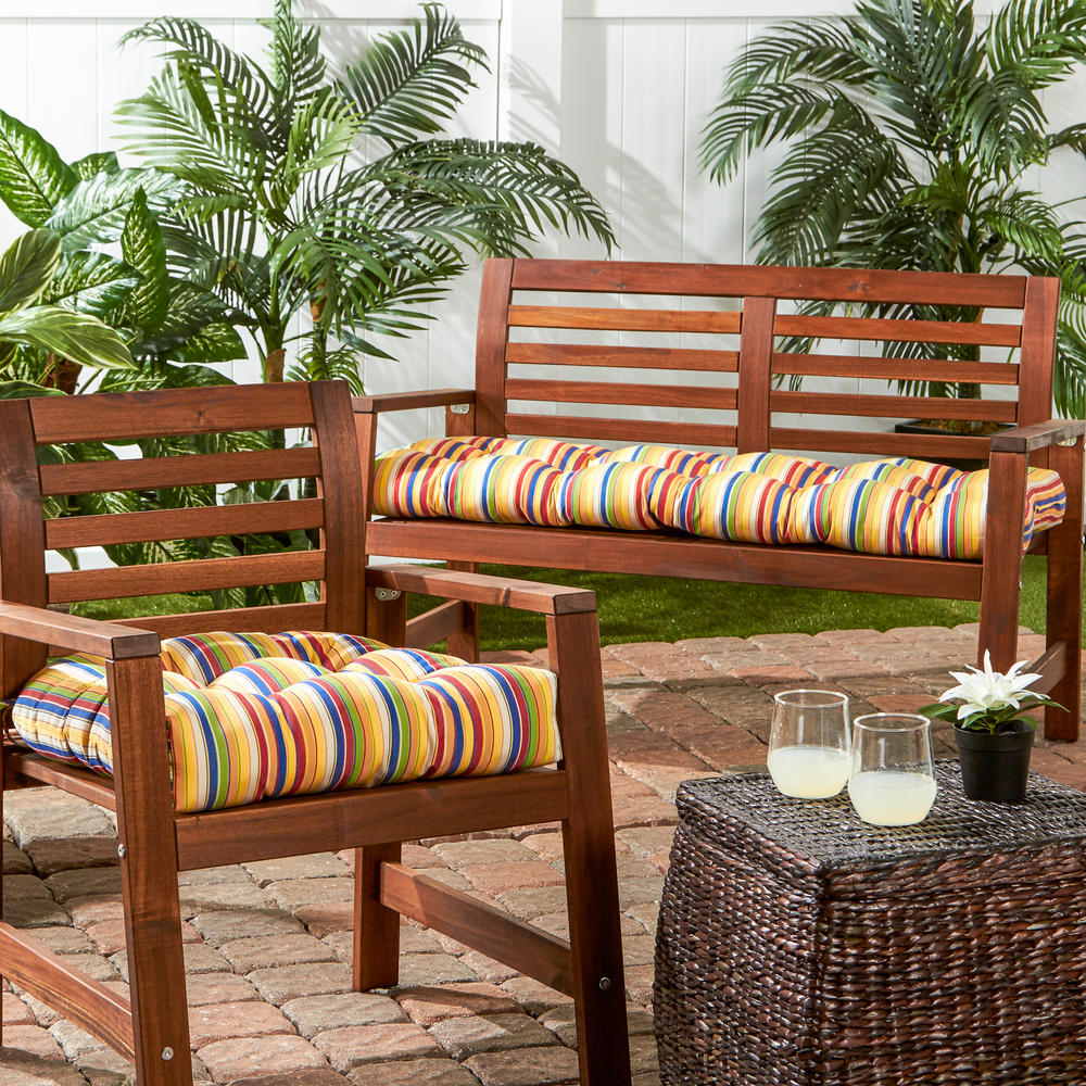 20" Outdoor Chair Cushion, Sunbrella&reg; Fabric, Castanet Stripe