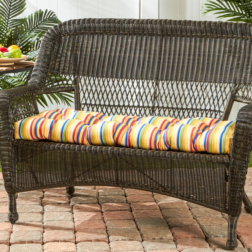 44" Outdoor Swing/Bench Cushion, Sunbrella&reg; Fabric, Castanet Stripe