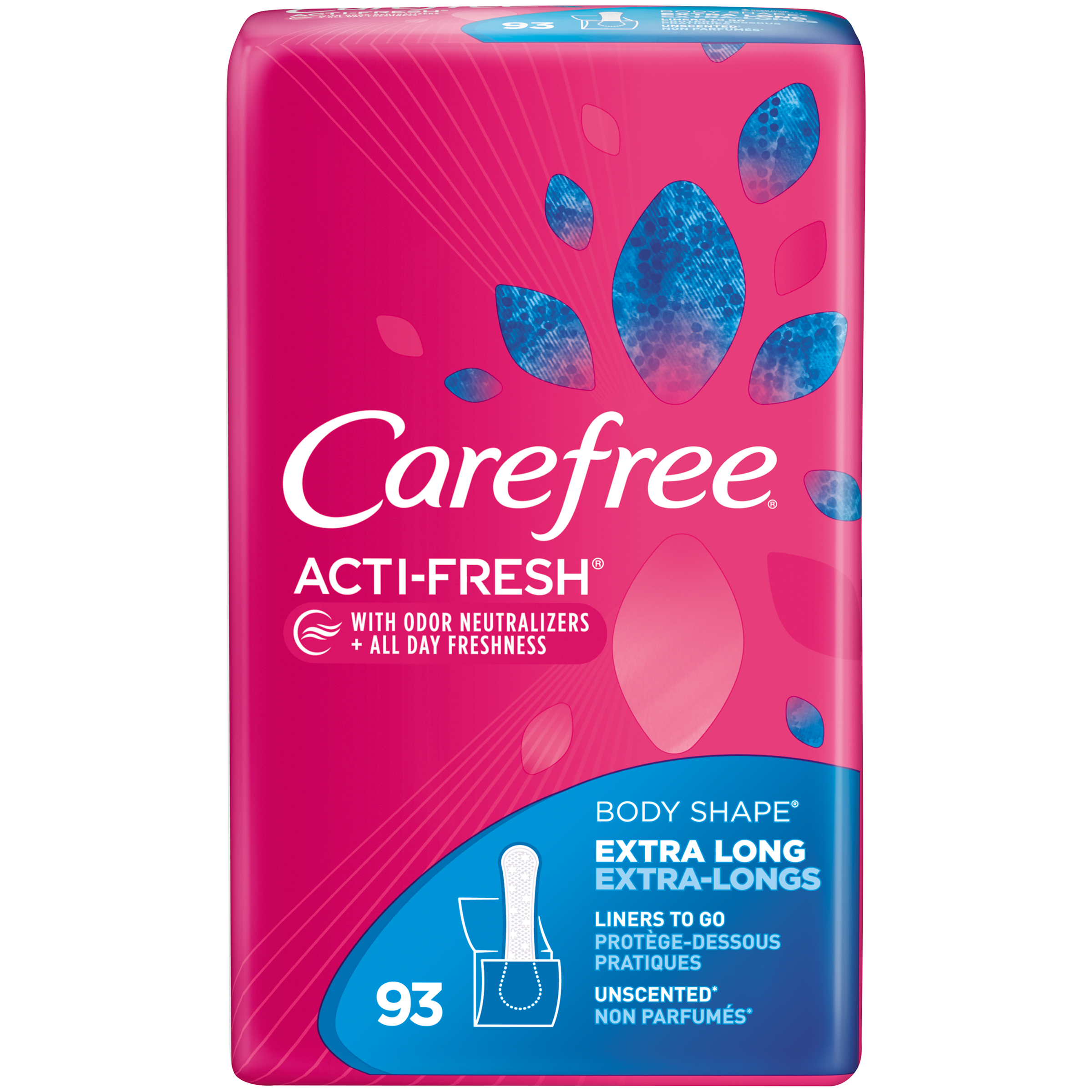 Carefree Body Shape Extra Long ToGo Pantiliners, Unscented 93 ct