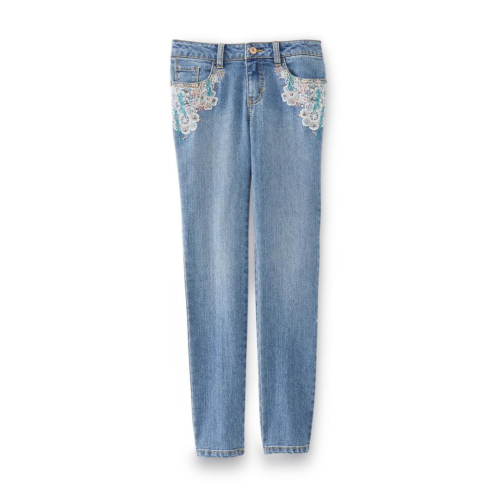 Girl's Embellished Skinny Jeans - Floral