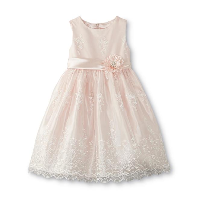 American Princess Girl's Sleeveless Party Dress Embroidery