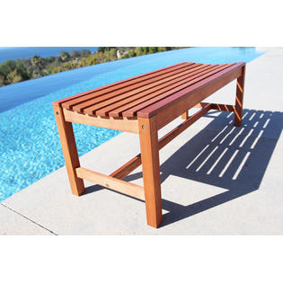 Vifah Malibu 4ft Backless Outdoor Hardwood Garden Bench V1640