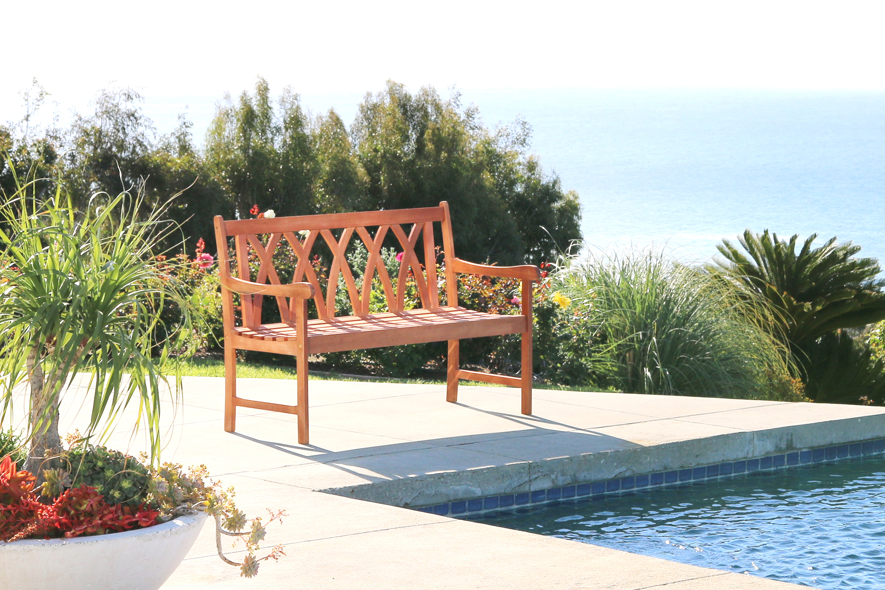 Vifah Malibu 4ft Outdoor Hardwood Garden Bench V1634