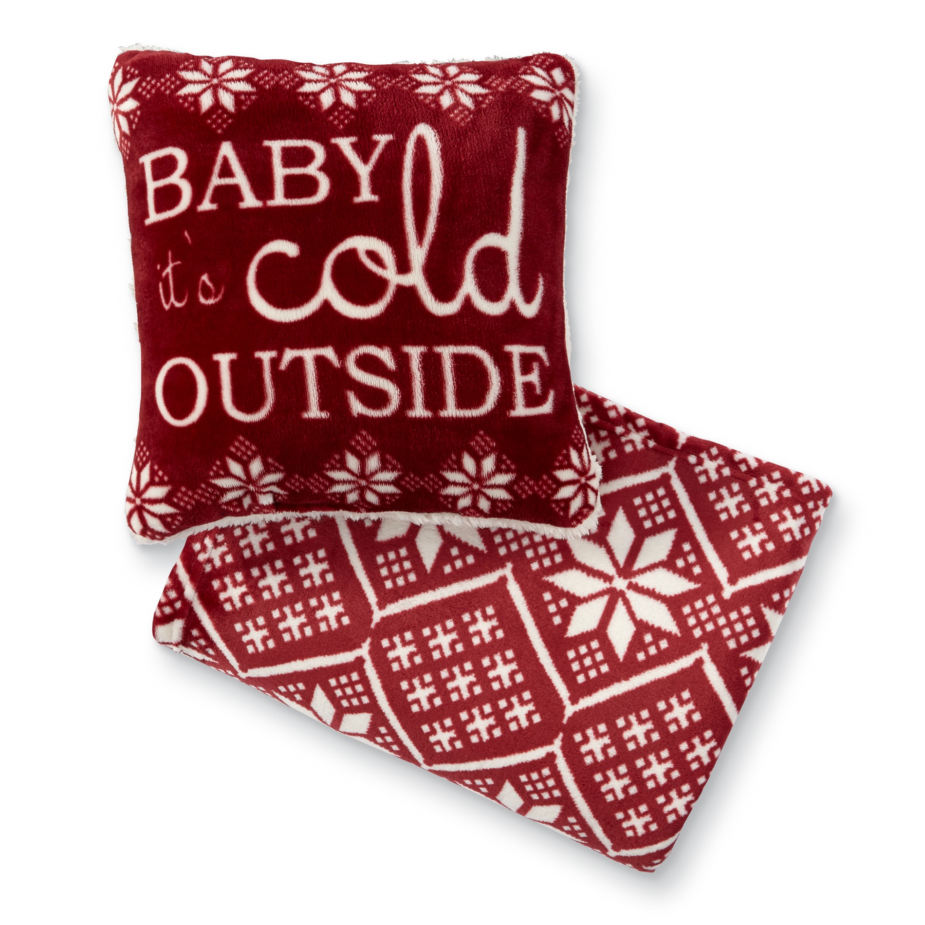 Cannon Christmas Velour Pillow & Throw Set Baby It's Cold Outside