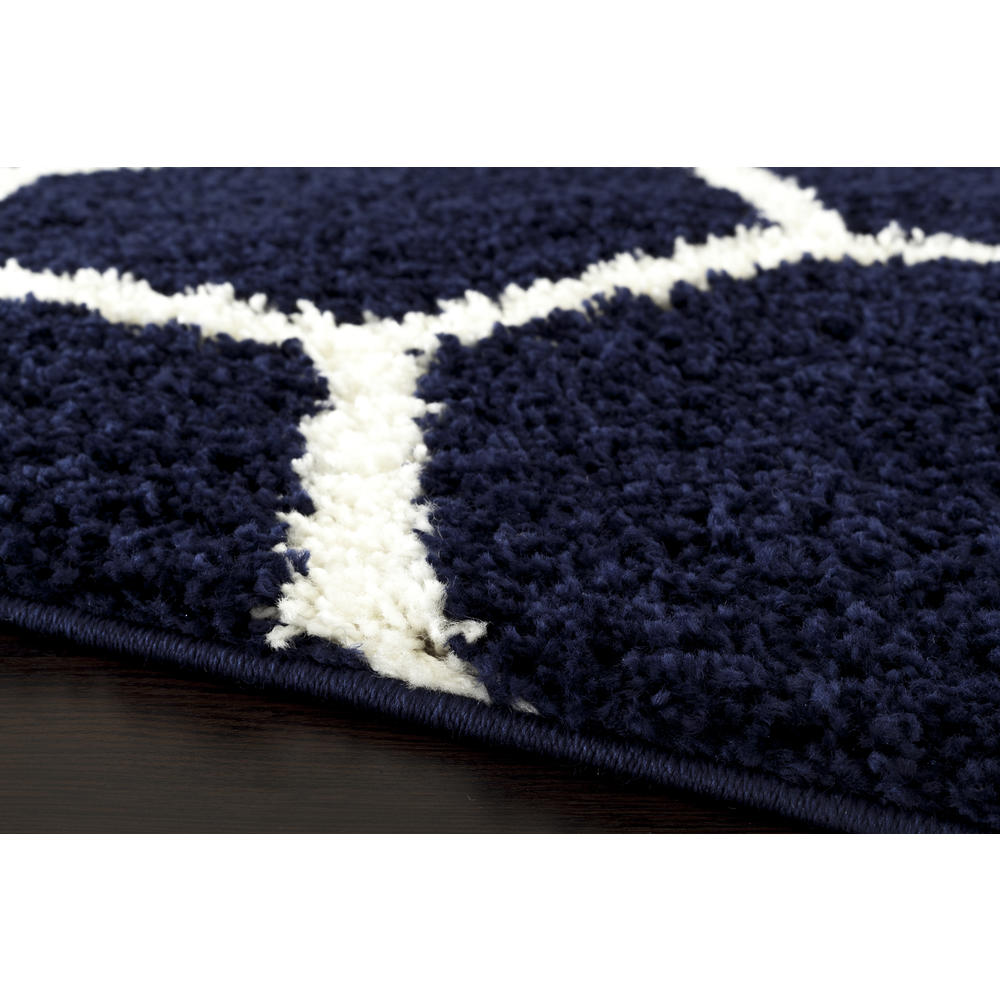World Rug Gallery Florida Shag Geometric Shag 3232 Navy Area