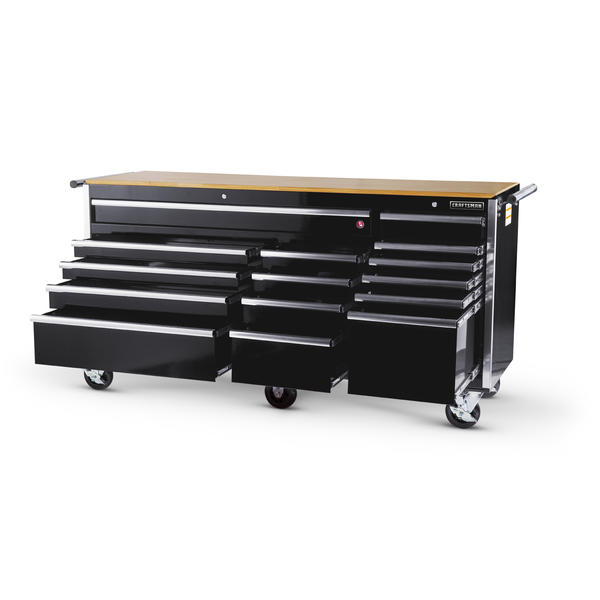 Craftsman Vrb 7515wtbkse 75 15 Drawer Rolling Cabinet W Hardwood