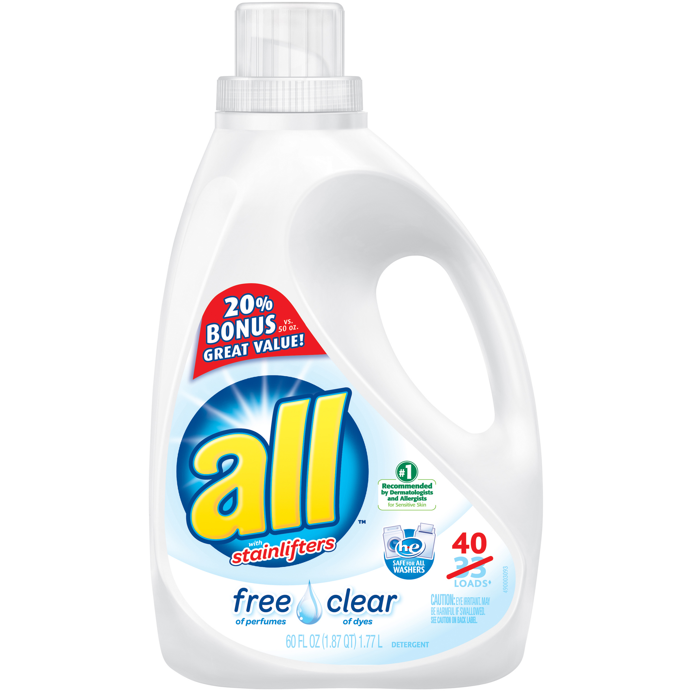 All Free Clear with Stainlifters 40 Loads Liquid Laundry Detergent 60