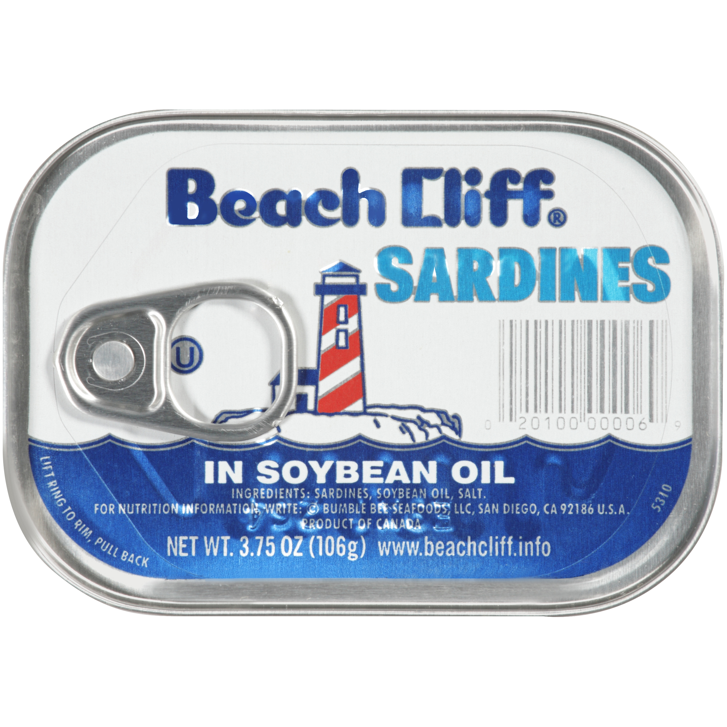 UPC 020100000069 Beach Cliff In Soybean Oil Sardines, 3.75 Oz