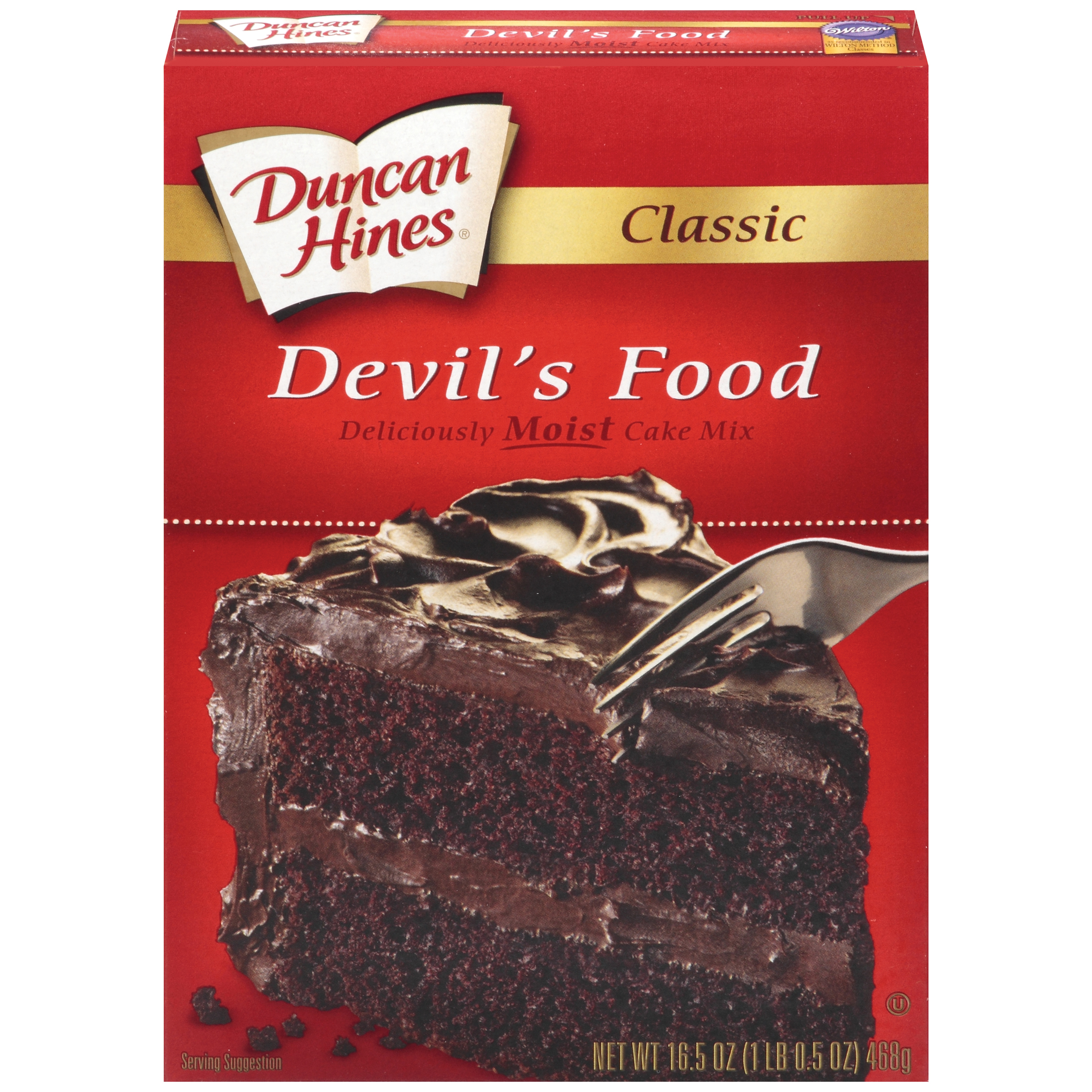 DUNCAN HINES, DELICIOUSLY MOIST CAKE MIX, DEVIL'S FOOD, DEVIL'S FOOD