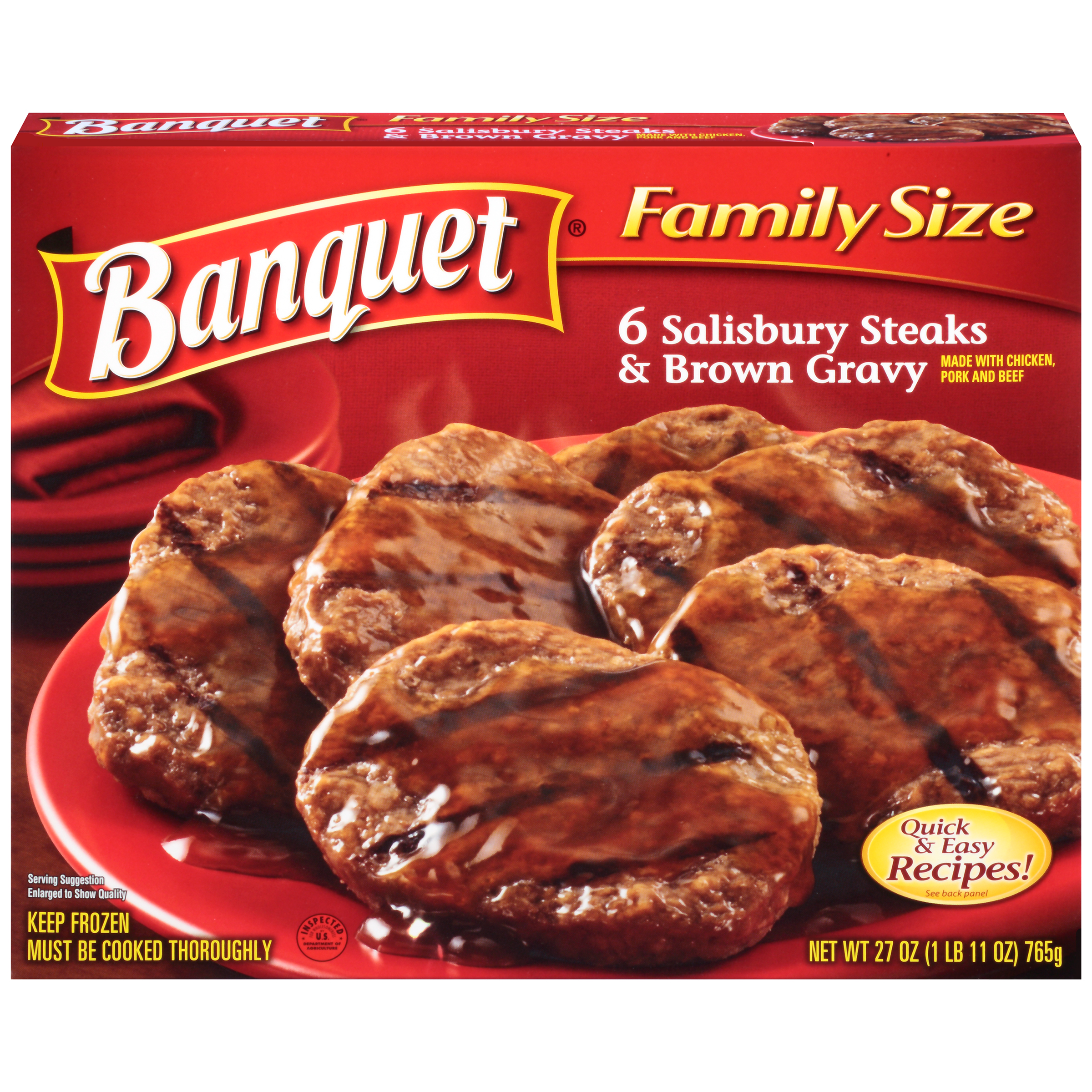 UPC 031000113056 product image for Salisbury Steaks & Brown Gravy 27 OZ BOX | upcitemdb.com