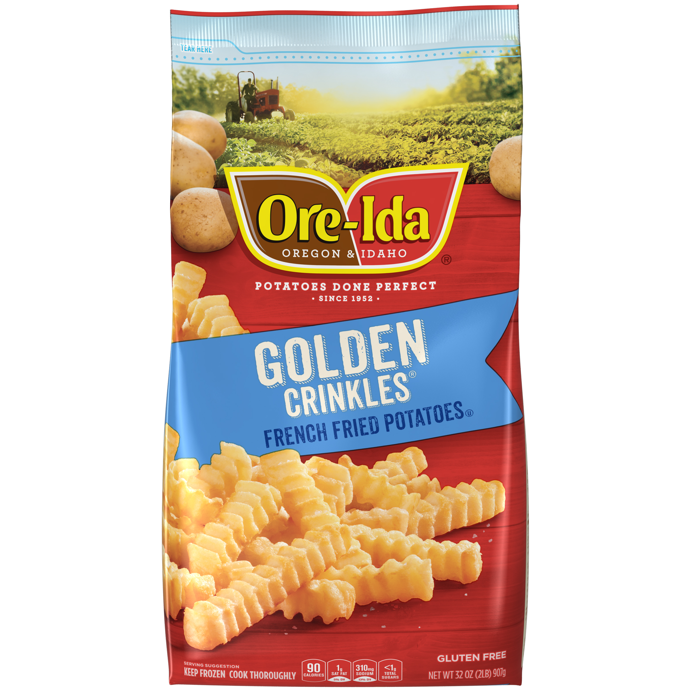 Ore ida Golden crinkles potatoes, vegetable Oil,(partially hydrogenated soybean, sunflower, soybean, canola and /or cottonseed) (013120002861)