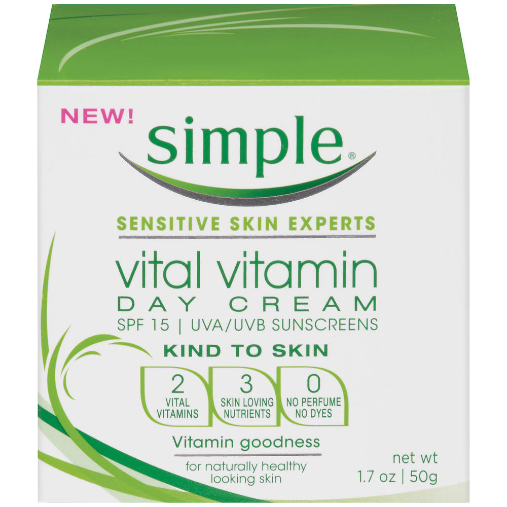 Simple Kind To Skin Day Cream, Vital Vitamin, 1.7 oz (50 g)