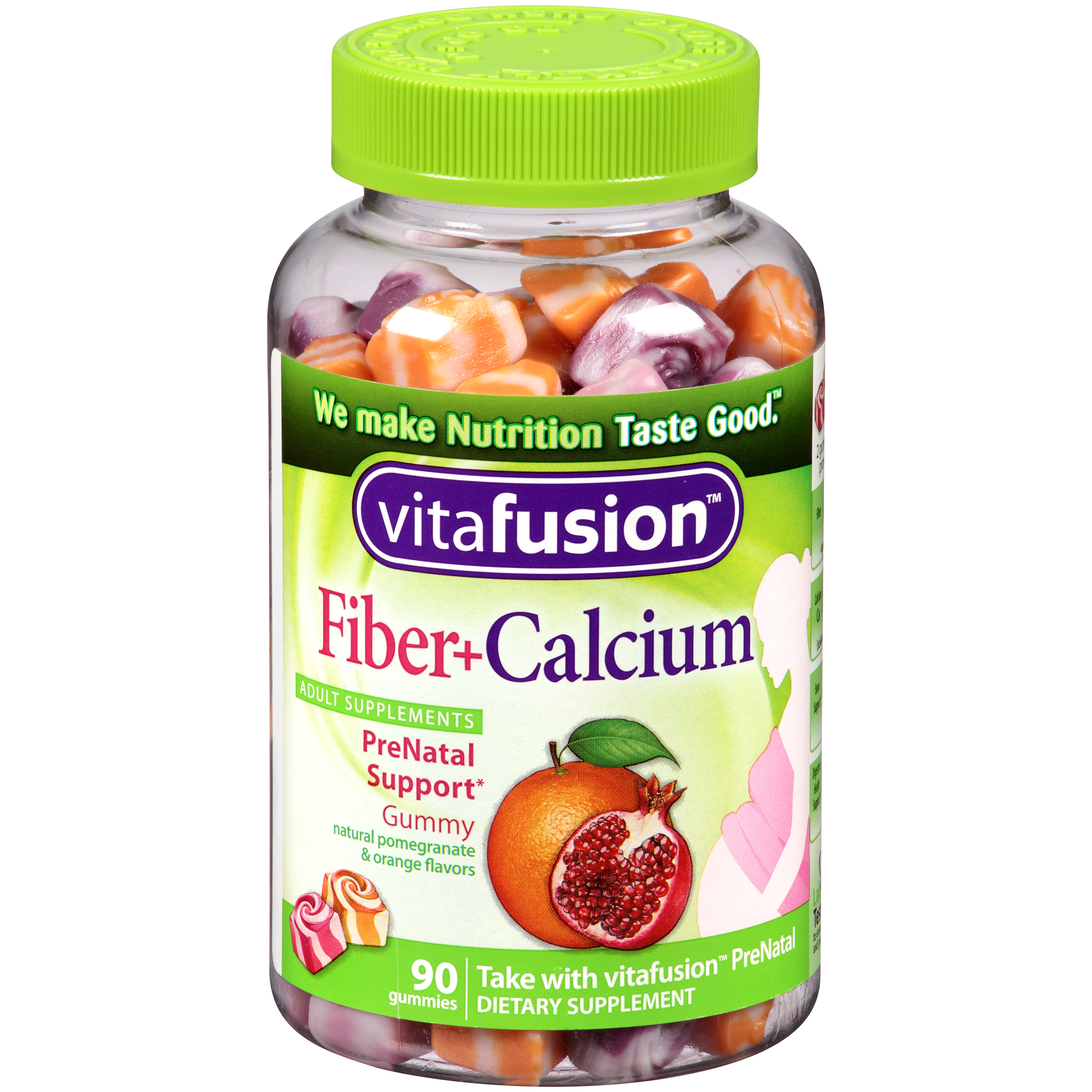 Vitafusion Dietary Supplement, Prenatal Fiber+Calcium Adult Gummy. 