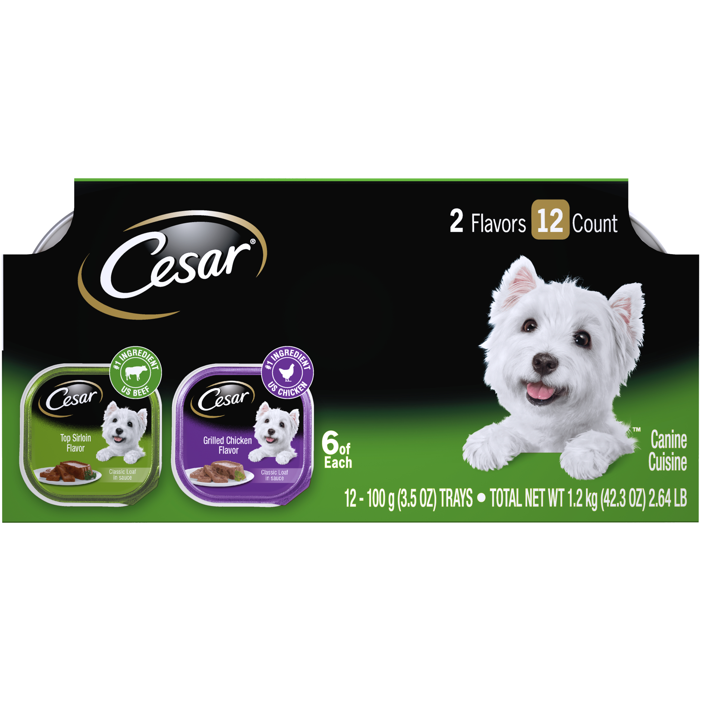 023100702964 UPC Cesar Canine Cuisine Beef Poultry Dog Food Multipack