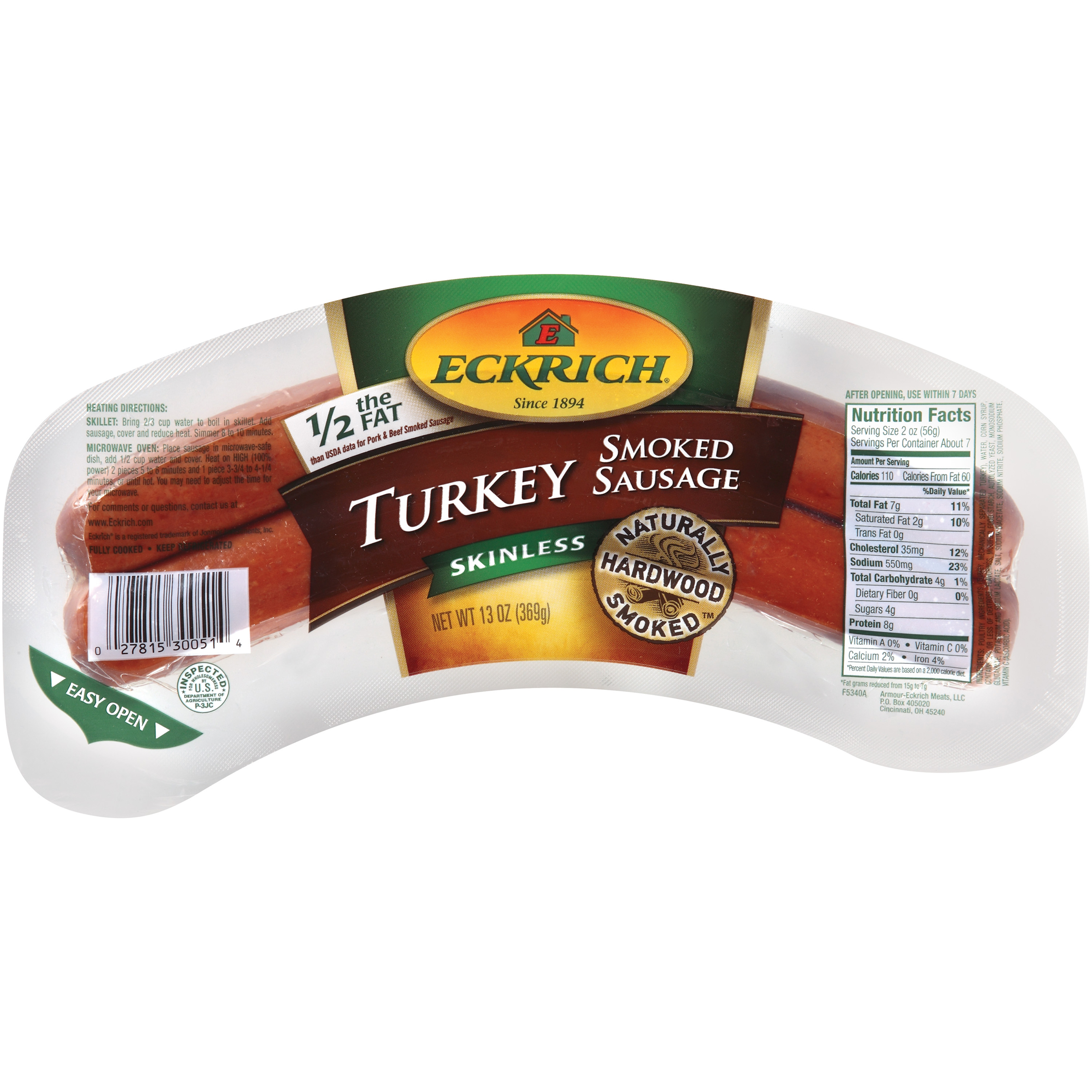 UPC 027815300514 Eckrich Turkey Smoked Sausage 2ct/12oz
