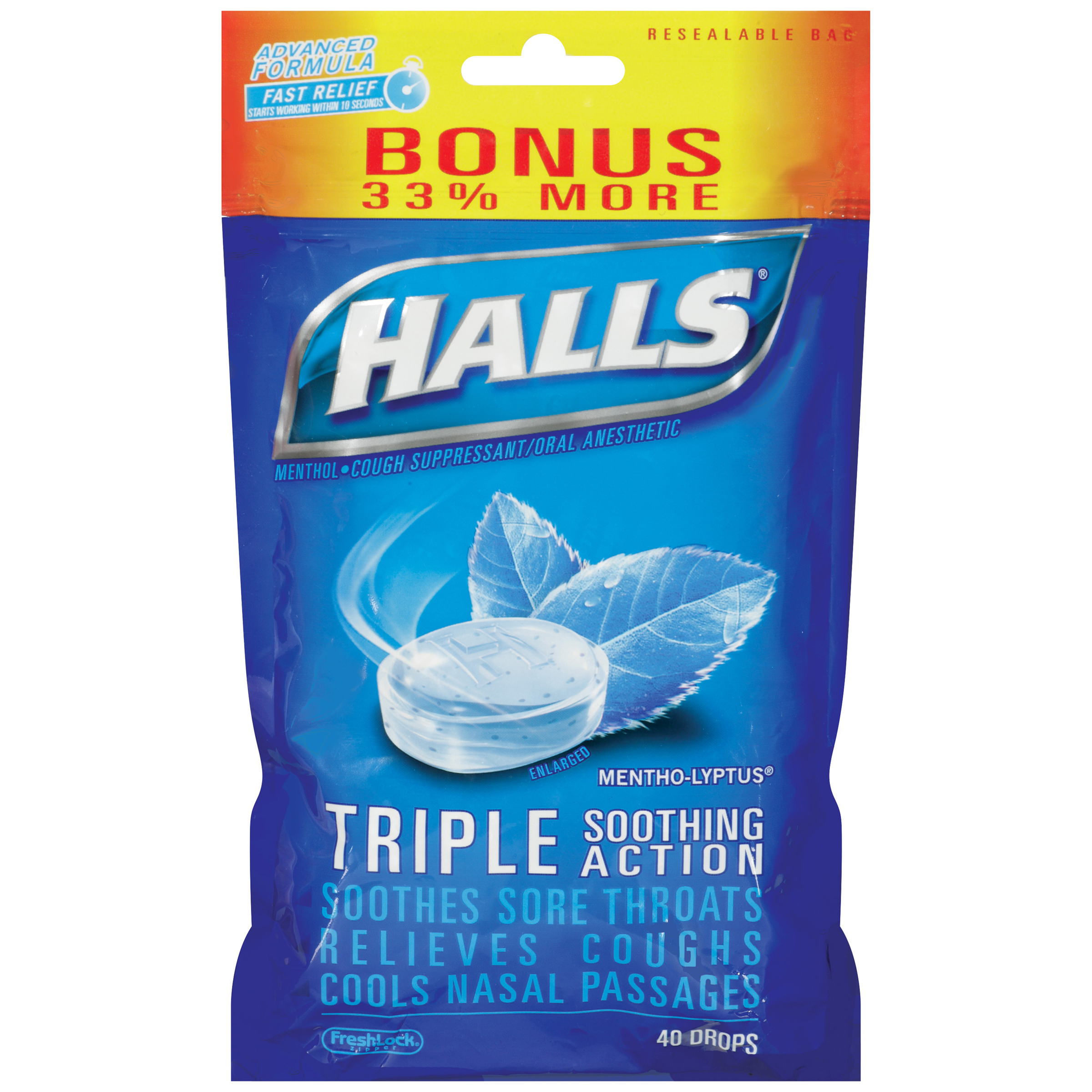 UPC 312546633377 Halls Mentho Lyptus Cough Suppressant Triple 