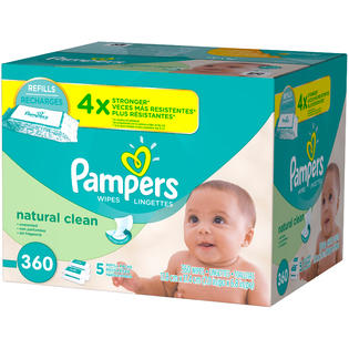 Pampers Baby Wipes Natural Clean 5X Refill, 360 Count