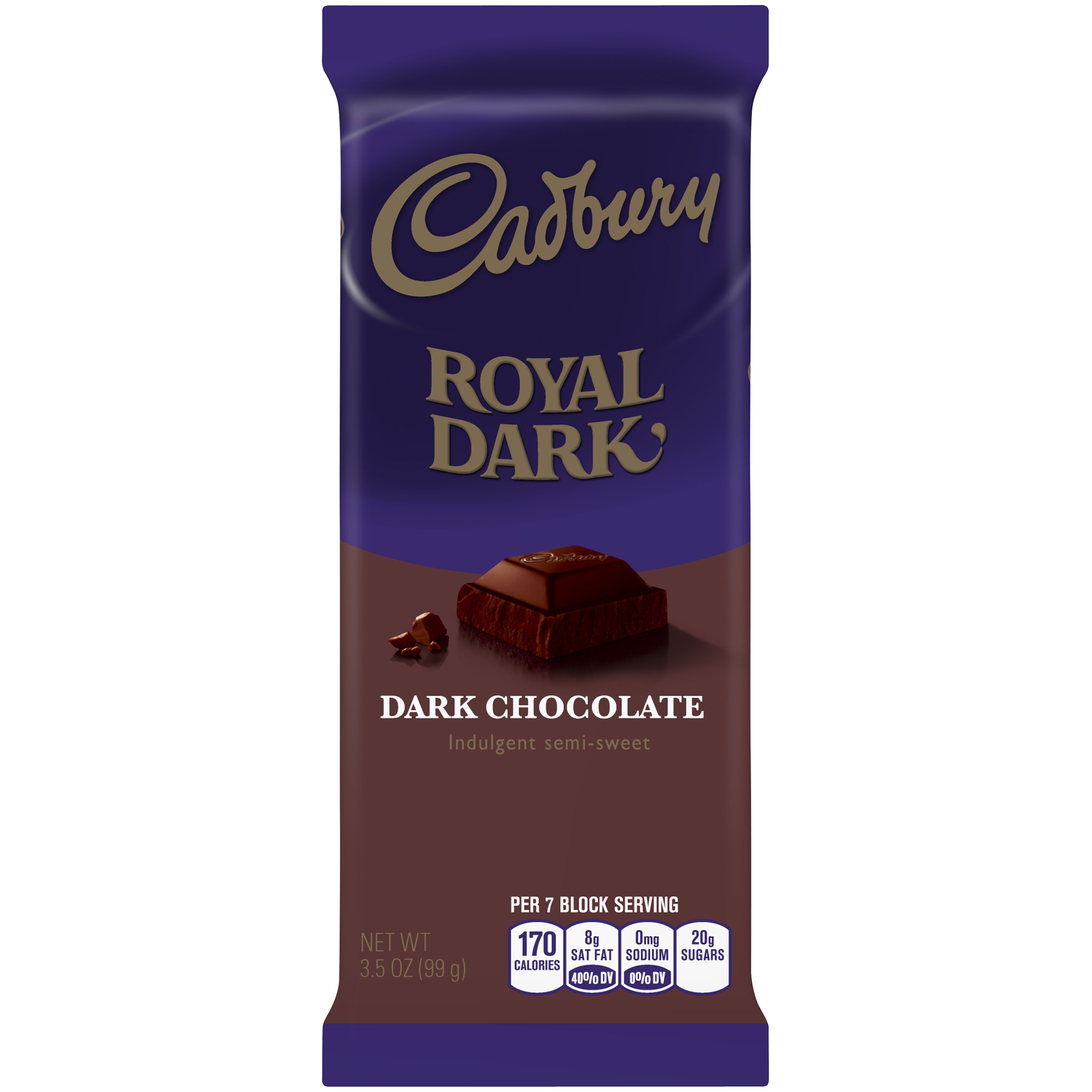 Cadbury Royal Dark Indulgent Dark Chocolate, SemiSweet, 3.5 oz (99 g