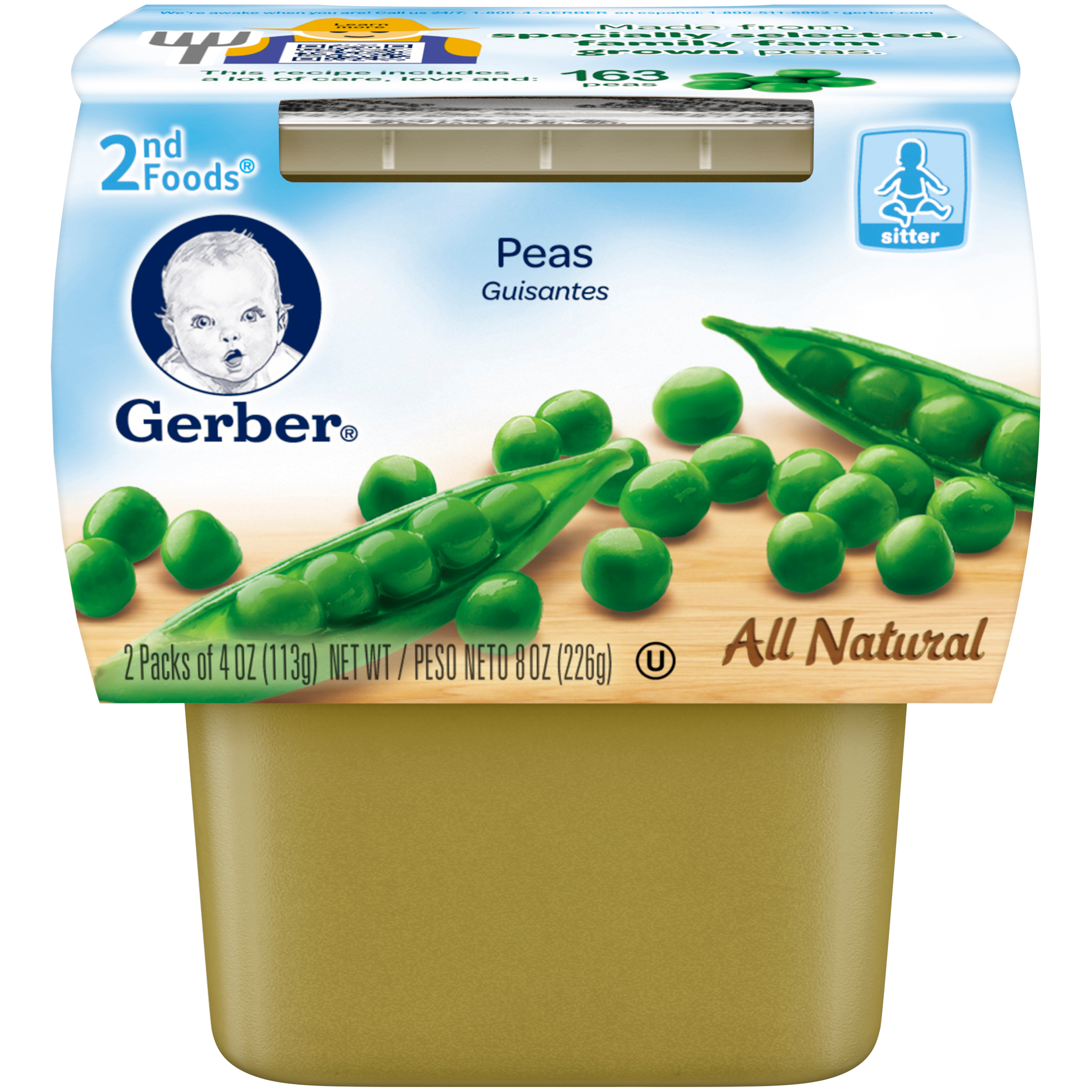 UPC 015000076023 Gerber Sitter 2nd Foods Pea Baby Meals Tubs 2ct