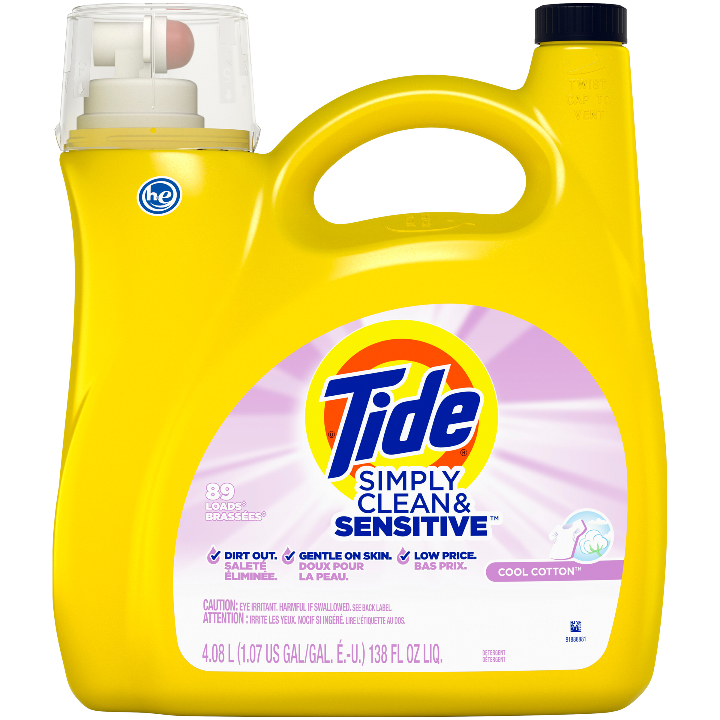 Tide Simply Clean & Sensitive HE Liquid Laundry Detergent, Cool Cotton