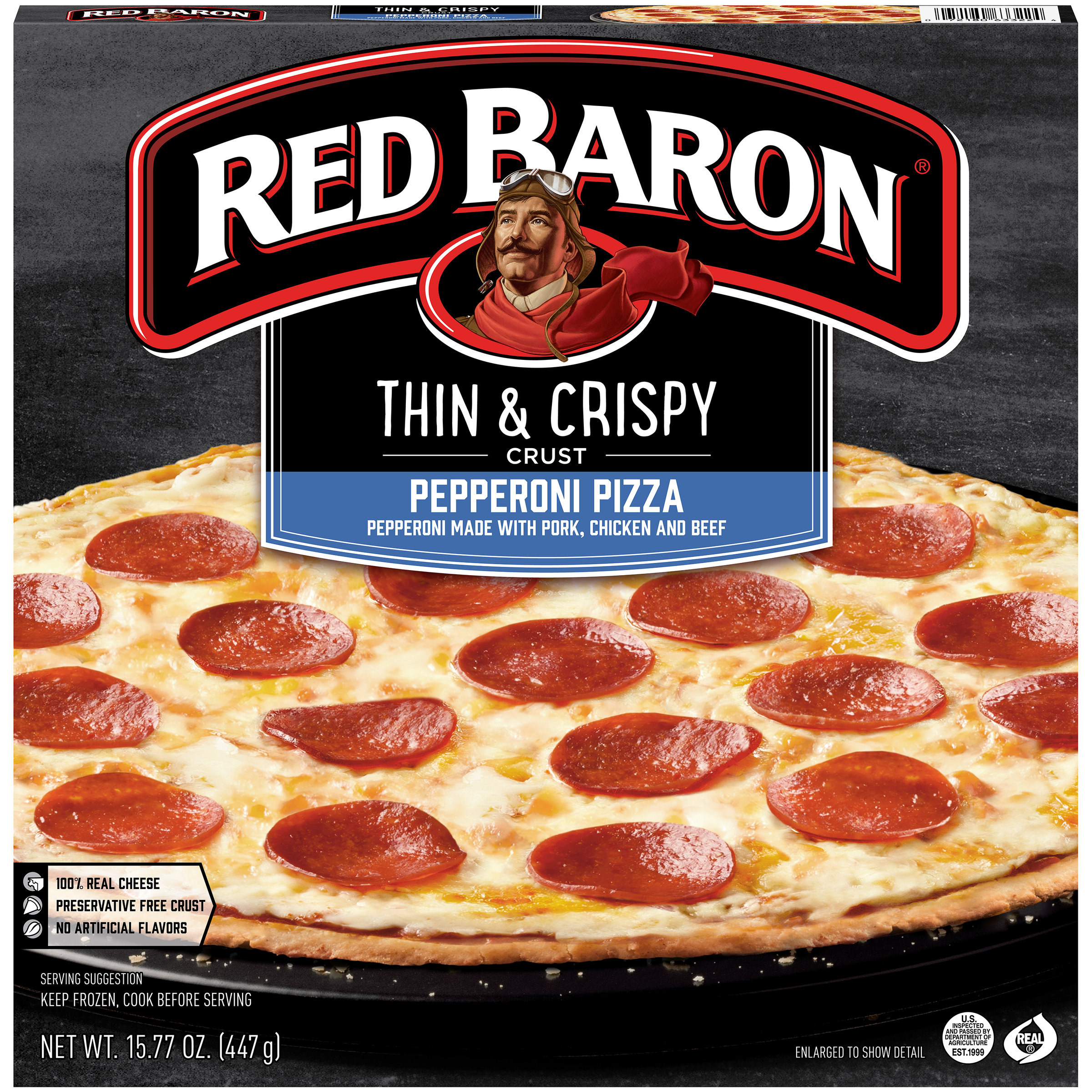 Red baron pizza - thin crust pepperoni tomatoes (Water tomato paste), enriched flour (Wheat flour, malted barley flour, niacin (072180633224)