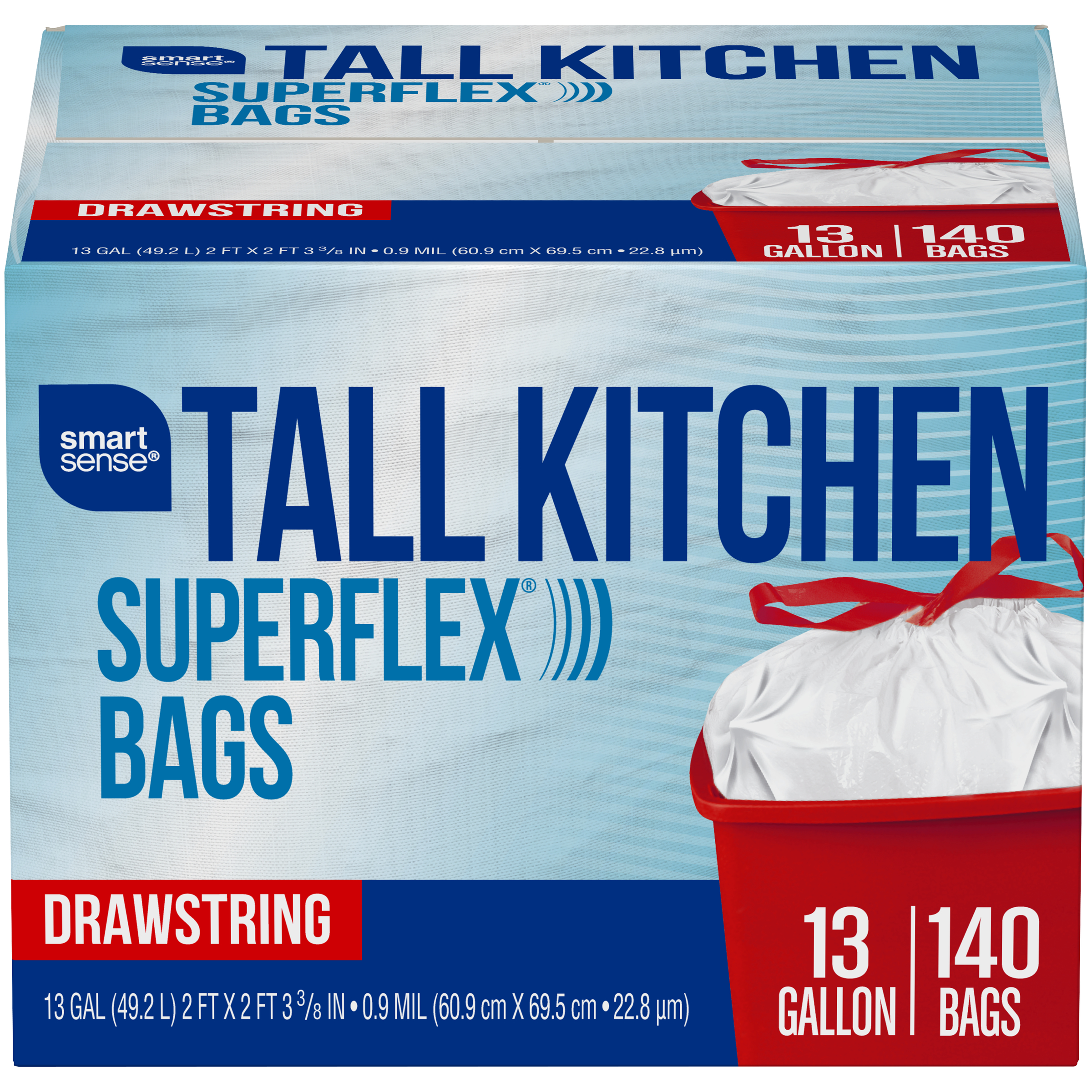 Smart Sense Tall Kitchen Superflex Drawstring 13 Gallon ...