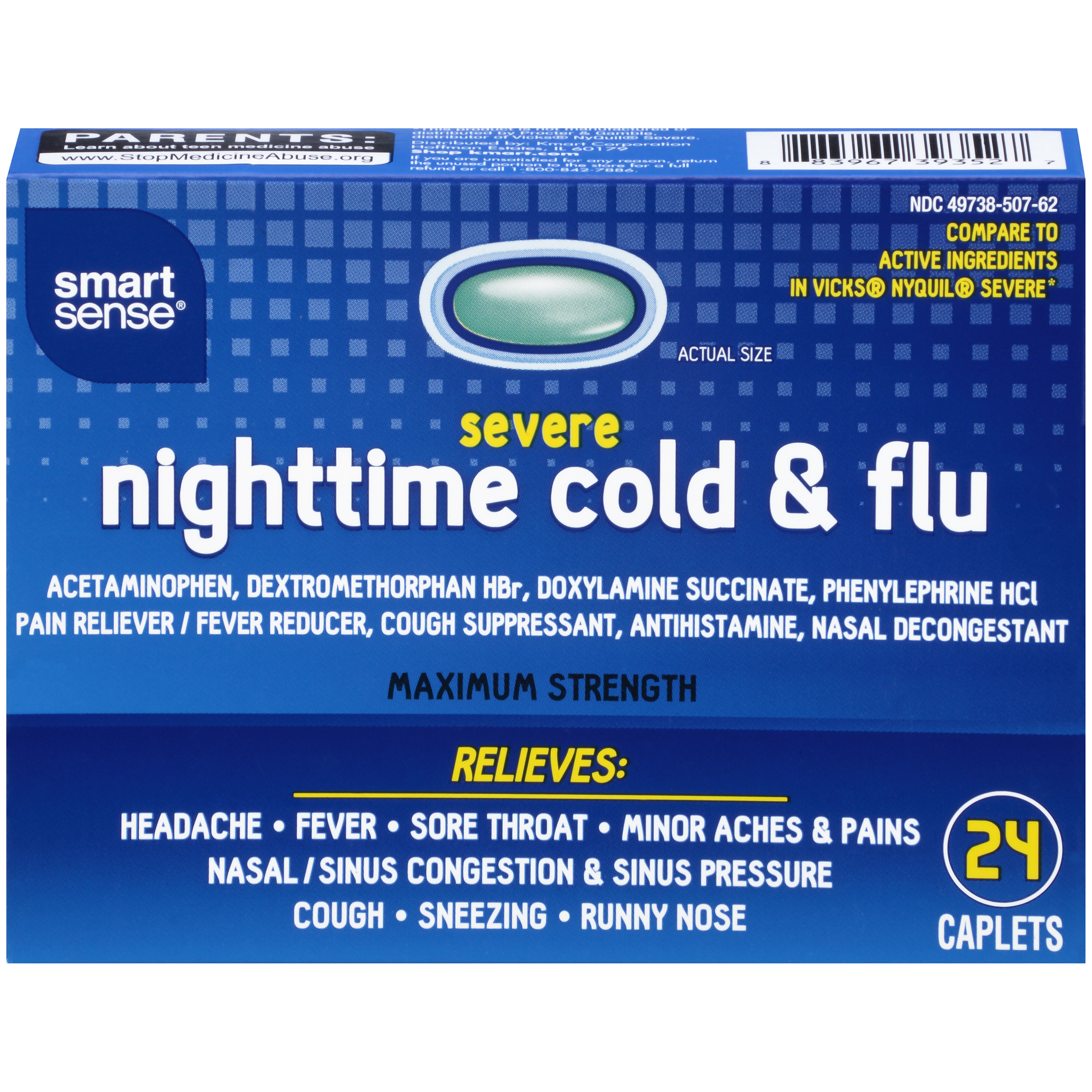 Smart Sense SS Nitetime Severe .24C Cold FLU CAP Smart Sense SS Nitetime Severe .24C Cold FLU CAP