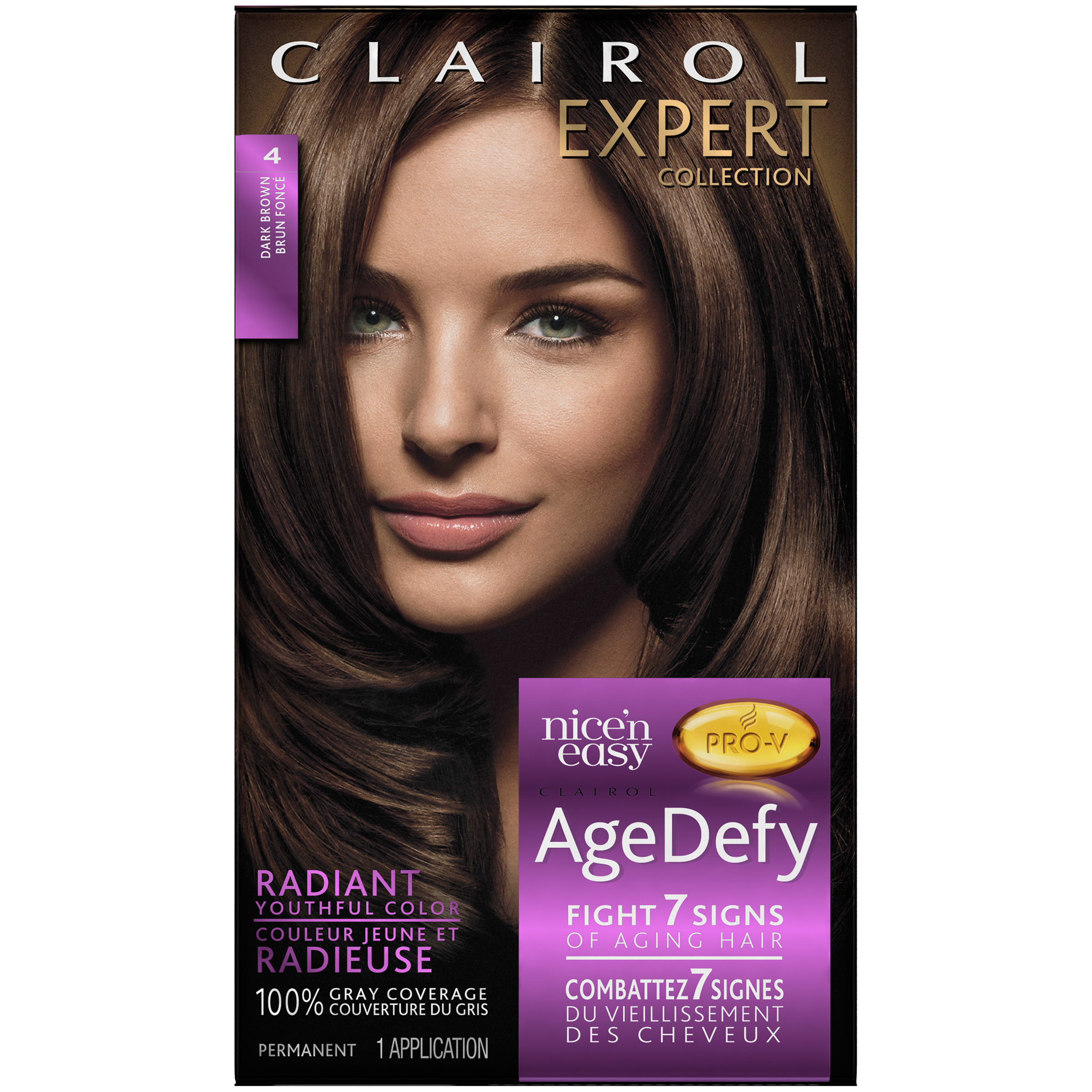 Age Defy Clairol Expert Nice 'n Easy Age Defy Permanent Hair Color 4 Dark Brown 1 Kit  Female Hair Color 1 KT BOX