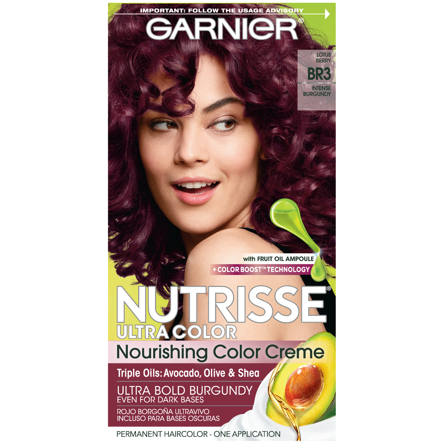 Garnier BR3 Intense Burgundy Ultra Color Nourishing Color Creme 1 KT BOX -  Beauty - Hair Care - Hair Coloring